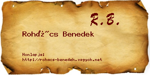 Rohács Benedek névjegykártya